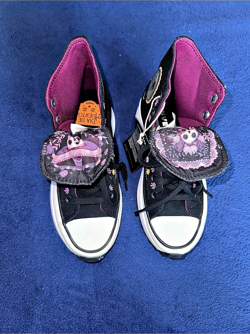 New Converse Run Star Hike Platform High Día de Muertos Black Floral Womens 5.5